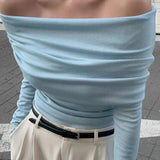 Off Shoulder Slim Knit Sweater