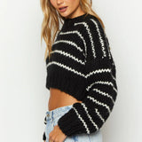 Striped Knit Pullover Sweater