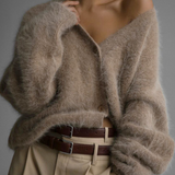 Celebrities Elegant Solid Buttons V Neck Outerwear