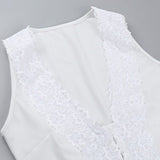Sexy V Neck Lace Trim Crop Top