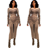 Long sleeve mesh sheer party dress