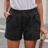 Women's Linen Casual Drawstring Elastic Waist Pocket Shorts