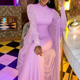 Elegant Backless Sash Sheer Shawl Two Piece Set