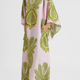 Pink Floral 3/4 Sleeve Dress