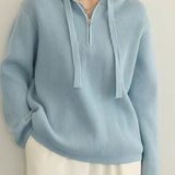 Drawstring Hooded Knit Sweater