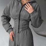 Hooded Drawstring Two Piece Pants Set