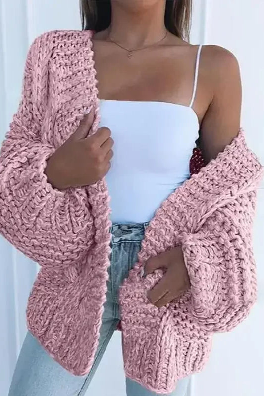 Plush Batwing Sleeve Knit Cardigan