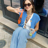 Sleeveless Cropped Knit Sweater Cardigan