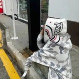 Double Hood Camo Embroidered Hoodie