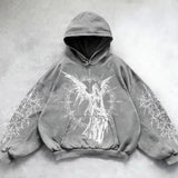Oversized Gothic Print Hoodie