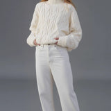 Cozy Half Neck Cable Sweater