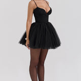Chiffon Lace-up Backless Cocktail Dress