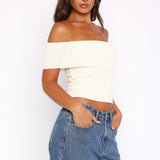 What I Want To Hear Off Shoulder Knit Top Cream