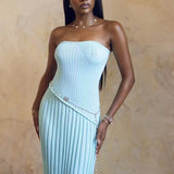Ribbed Strapless Twist Maxi Dress