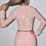 Lace Fleece Long Sleeve Two Piece Set