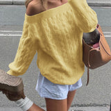 Solid Off Shoulder Pullover Sweater