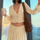 Sexy Lace Chiffon Sheer Tie Skirt Set