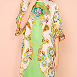 Unique Cashew Floral Print Loose Midi Dress