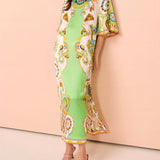 Unique Cashew Floral Print Loose Midi Dress