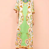 Unique Cashew Floral Print Loose Midi Dress