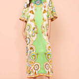 Unique Cashew Floral Print Loose Midi Dress