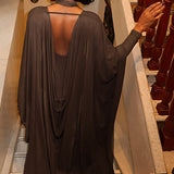 Elegant Backless Sash Sheer Shawl Two Piece Set