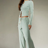 Stripe Button Cord Easy Two Piece Set