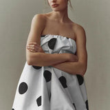 Sexy Polka Dot Strapless Bodycon Mini Dress