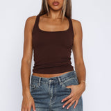 Filled With Life Ribbed Tank Chocolate