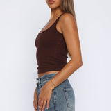 Filled With Life Ribbed Tank Chocolate