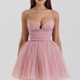 Chiffon Lace-up Backless Cocktail Dress