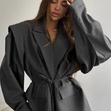 Long Sleeve Lace-up Office Blazer