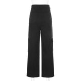Women's mid rise fashion cargo jeans loose fit baggy jeans