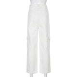Women's mid rise fashion cargo jeans loose fit baggy jeans