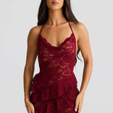 Backless Lace Halter Maxi Dress