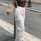Splice High Waist Straight Jeans