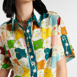 Fashionable Graffiti Print Shirt Shorts Set