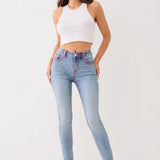 Washed Mid Rise Embroidered Jeans
