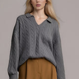 Vintage Polo Neck Cable Sweater