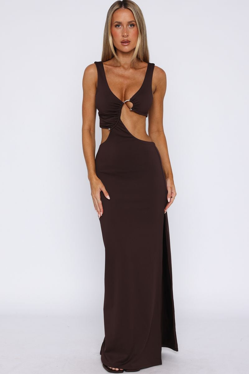 It Feels Wrong Maxi Dress Dark Chocolate