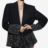 Rhinestone-Embellished Twill Jacket Shorts Set