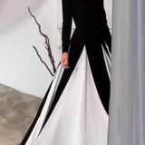 Glam Elegant Panelled Tulle Long Sleeve A-line Maxi Dress