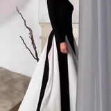 Glam Elegant Panelled Tulle Long Sleeve A-line Maxi Dress