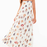 Unique Shell Conch Print Pleated Pockets Lightweight Maxi Dress