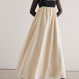 Loose Suspender Black And White Patchwork Maxi Dress