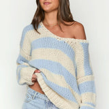Off-shoulder Striped Sweater