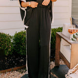 Loose Color Block Slit Wide Leg Pants