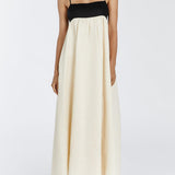 Loose Suspender Black And White Patchwork Maxi Dress