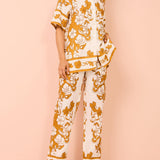 Floral Print Casual Short Sleeve Pants Set