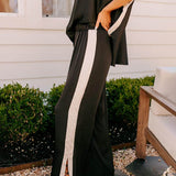 Loose Color Block Slit Wide Leg Pants